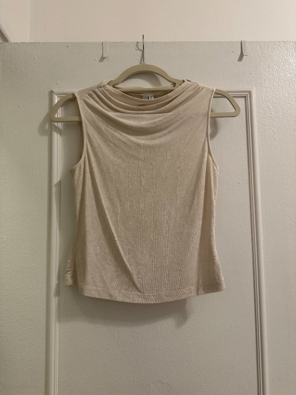 & Other Stories Off White Stretchy Cowl Neck Sleeveless Top